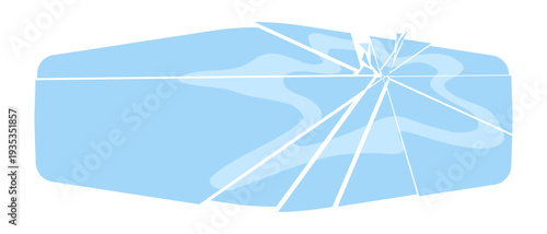 Broken glass icon in flat style. Cracked blue crystal geometric shape for game UI or web design. Vector illustration isolated on white background.