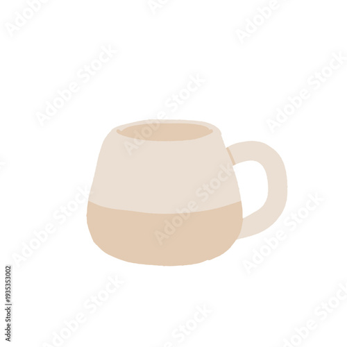 Trendy Ceramic Mug Set. Handmade Pottery Style Cups with Cow Print, Plaid, Stripe, Textured Patterns. Cozy Drink Collection Hand Drawn Vector