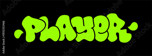 Player Graffiti Throw Up Art in Solid Green on Black Background for Team Sports and Competitive Urban Lifestyle Design.