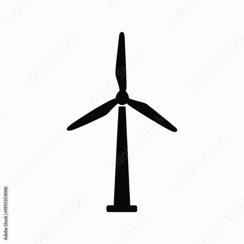 silhouette icon of wind turbine on white background