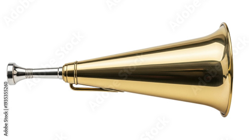 фотографія Isolated Brass bugle, instrument sounding musical notes in melodies at ceremonie