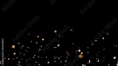Colorful isolated confetti party popper explosion confetti blast realistic isolated background. falling golden confetti on  black background with alpha channel. burst of confetti in 4k