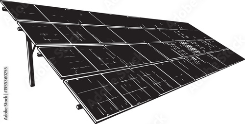 Solar panel array on adjustable metal stand outdoors