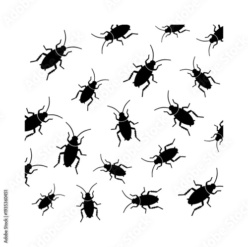 Cockroaches pattern on a white background representing pest issues, infestation, and the need for hygiene in homes