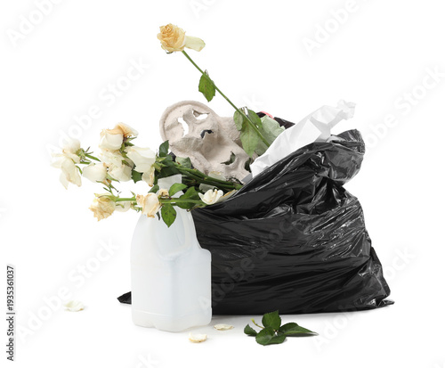 Open full garbage bag isola...