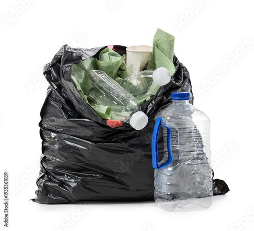 Open full garbage bag isola...
