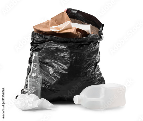 Open full garbage bag isola...