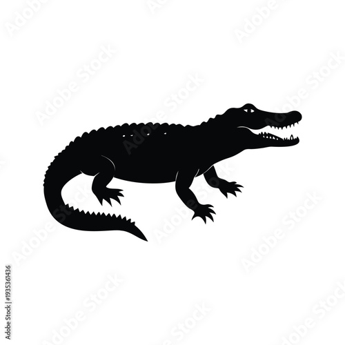Silhouette of a crocodile open mouth and sharp teeth, vector illustration design, alligator silhouette vector illustration