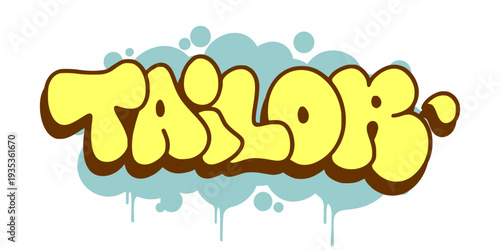 Tailor Graffiti Throw Up Design in Yellow for Fashion Maker and Garment Designer Street Culture Apparel.