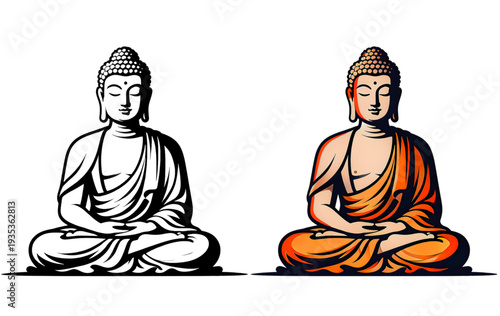 Buddhist Enlightenment Sitting Buddha Vector