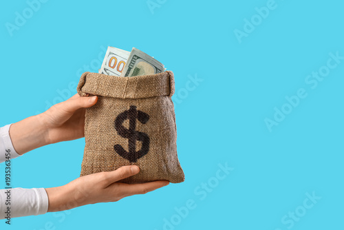 Female hands with burlap mo...