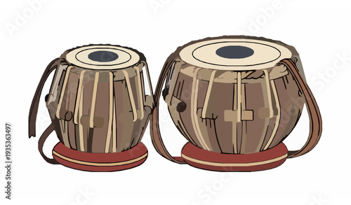 Tabla drum musical instrument vector illustration