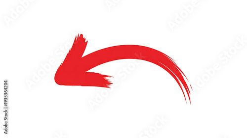 Dynamic Red Hand Painted Arrow Swish Pointing Left with Visible Brush Textures