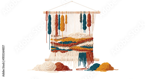 Colorful Handwoven Wool Wall Hanging Decoration.