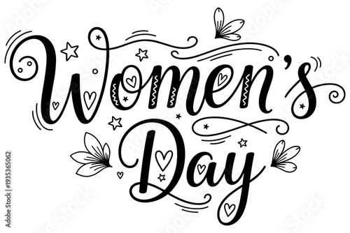 Feminine lettering set for empowerment and celebration. Text designs with floral and heart elements on transparent backgrounds.