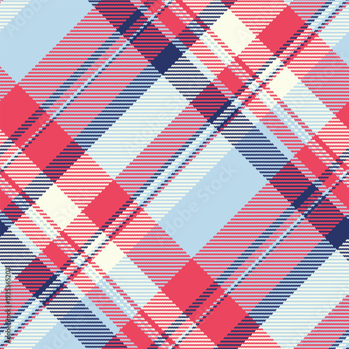 Patterned vector background pattern, retail plaid check texture. Buffalo seamless textile fabric tartan in light and red colors.