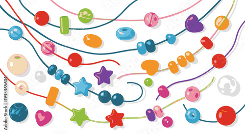 Colorful Beads and Jewels on Strings.