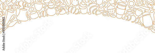 Cafe breakfast simple layout featuring coffee bean, croissant, dessert