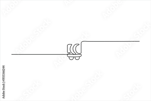 Minimalist one-line drawing of a shopping cart integrated into a smartphone screen, symbolizing modern mobile e-commerce and digital retail.