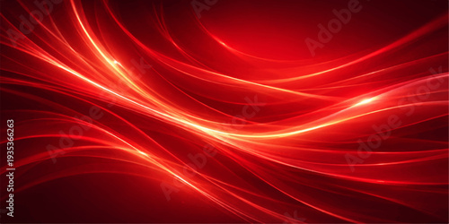 Red abstract fractal waves flowing with light and energy in a soft colorful digital background