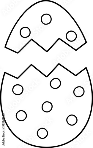 Cracked Easter egg coloring pages for kids and adults.
Broken Easter egg outline coloring page vector.
Easter egg cracked in half flat outline illustration.
Transparent background. SVG.