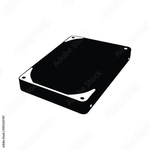 Silhouette of a sleek hard drive showcasing modern technology design vector illustration, external hard drive silhouette vector illustration