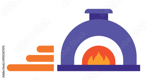 Pizza oven icon flat vector illustration isolated on white