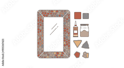 Mosaic Picture Frame with Crafting Tools.