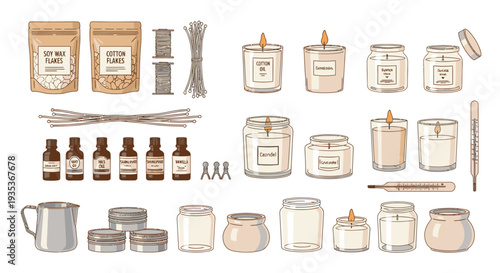 Candle Making Supplies and Ingredients Display.