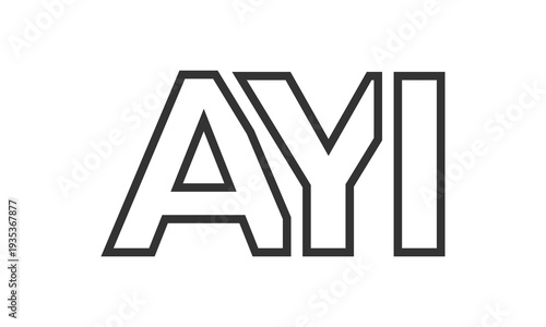 AYI logo design template with strong and modern bold text. Initial based vector logotype featuring simple and minimal typography. Trendy company identity.