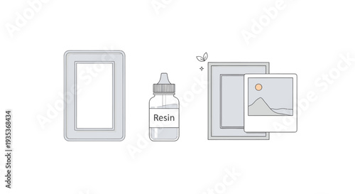 Resin Bottle and Picture Frames Illustration.