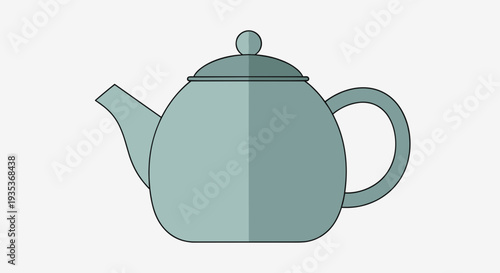 Teal Teapot Illustration on White Background.