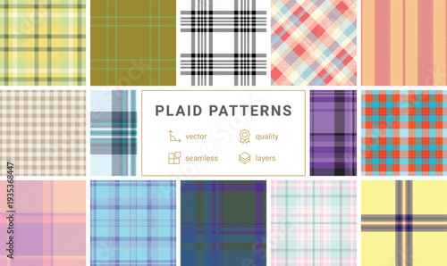 Plaid bundle for seasonal planners and party guides. Coordinated pages feel structured and festive. Vector format prints sharply.