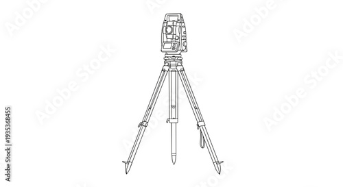 Theodolite on Tripod Equipment Illustration.