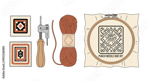 Embroidery Hoop and Thread with Needle.