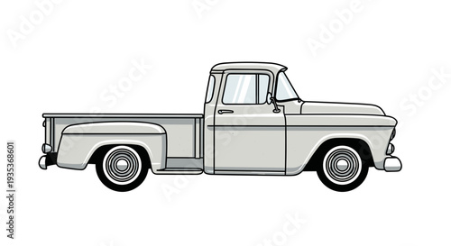 Vintage Pickup Truck Side View.