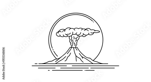 Volcano Erupting with Smoke Illustration 1.