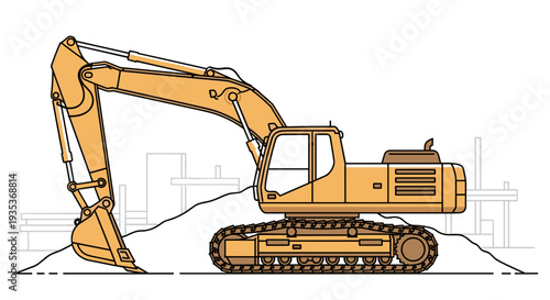 Yellow Excavator Heavy Machinery Equipment.