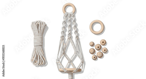Macrame Plant Hanger Kit with Cord and Beads.