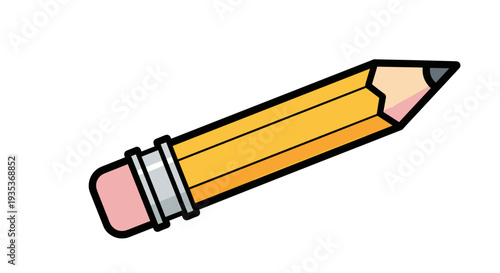 Yellow Pencil Cartoon Illustration.
