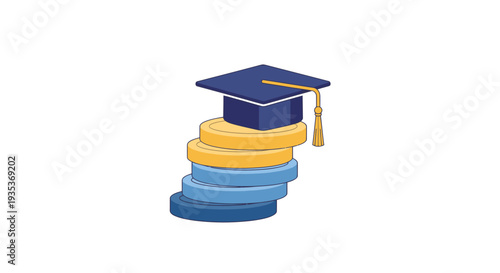 Graduation Cap on Books Stacked Together.