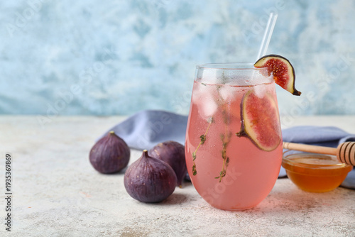 Glass of tasty fig lemonade...