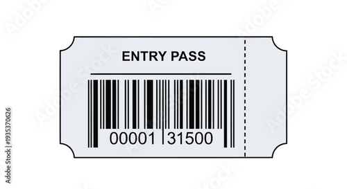 Entry Pass Ticket with Barcode.