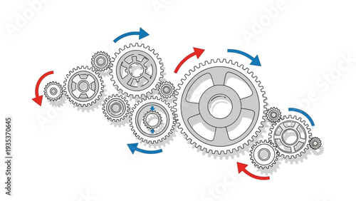 Gears and Cogs Mechanical System Illustration.
