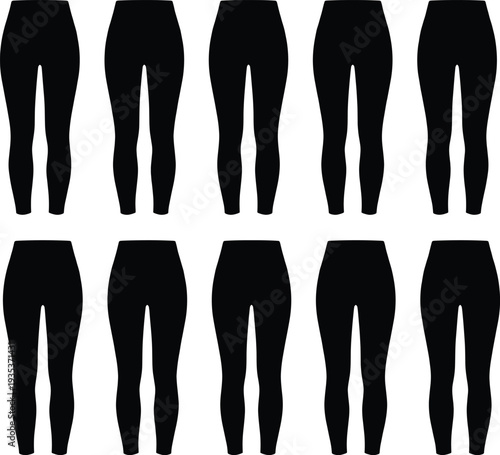 Women legs silhouette set, female lower body shapes vector collection