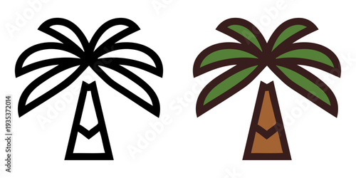 Dibujo sencillo con líneas de la palma con y sin relleno de color 