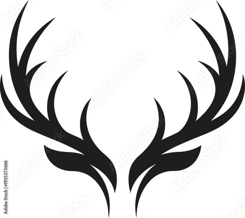Black deer antlers vector icon