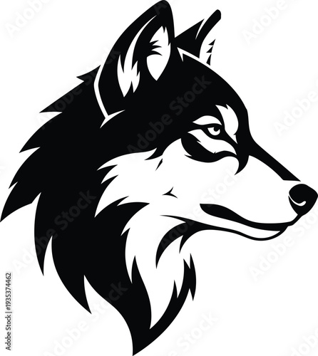 Vector husky dog head silhouette