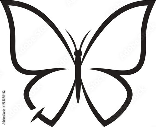 Black butterfly icon vector