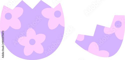 Cracked Easter egg illustration isolated.
Broken Easter egg shell clipart.
Hatched egg split in half design.
Transparent background. SVG.